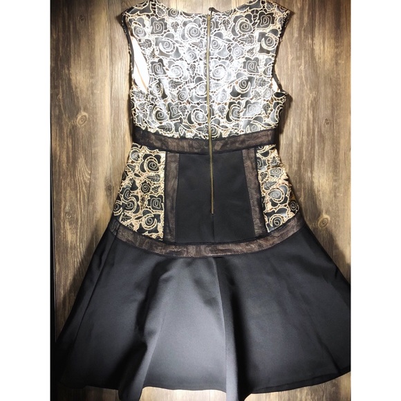 NEW Tracy Reese Black Lace Flared Inset Dress - Picture 3 of 8